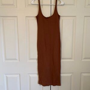 Brown Sleeveless Midi Dress